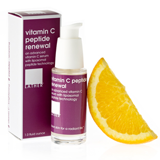 Try this serum: LATHER Vitamin C Peptite Renewal, $58